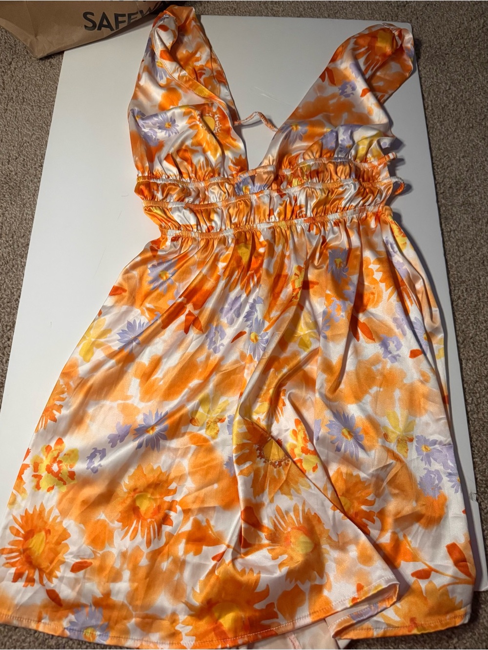Girls Orange Floral Sundress